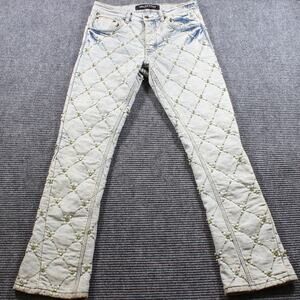 Valabasas Jeans Men's 32x32 Blue Slim Rhinestone Pearl Quilted